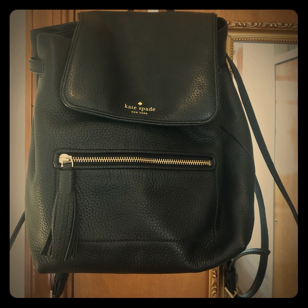 Small Kate Spade black leather backpack